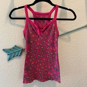 Colorful Leopard Print Tank Top V-neck W/ Buttons